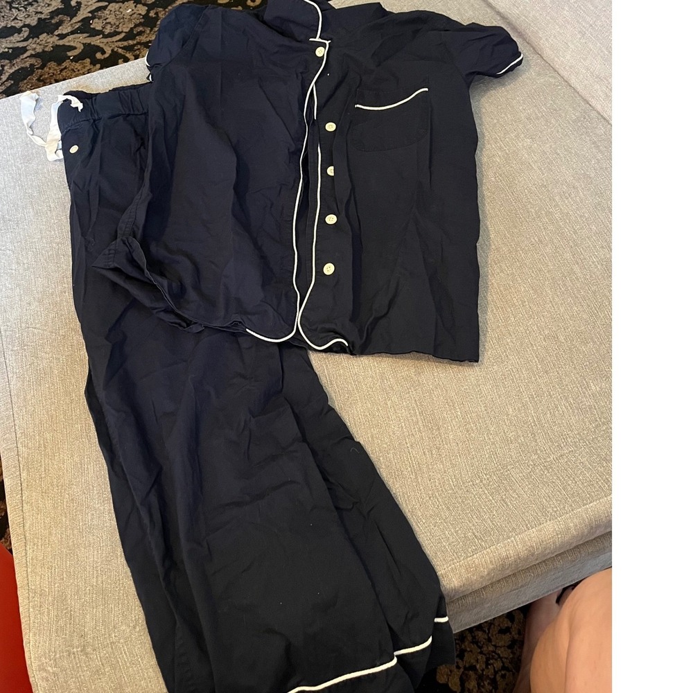 J. Crew Blue Pajama Set with White Trim - Picture 2 of 6